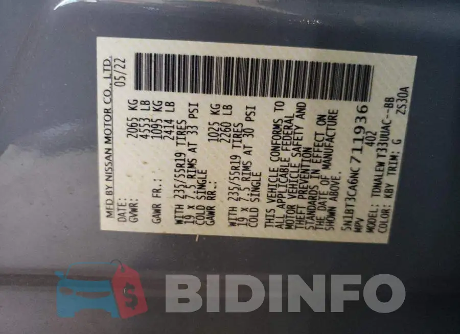 5N1BT3CA6NC711936 Photo# 10