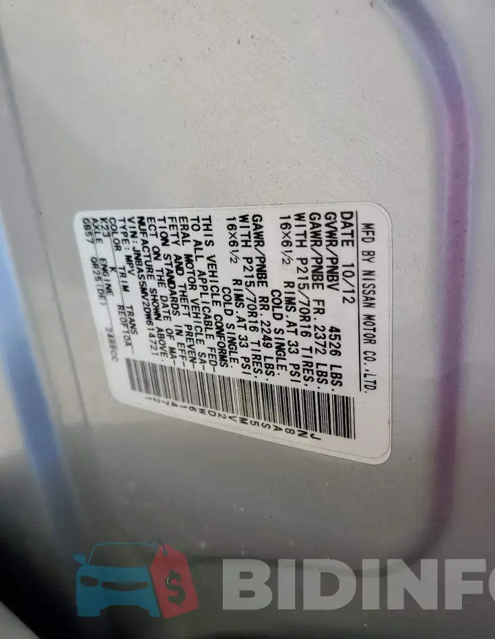 JN8AS5MV2DW614721 Photo# 10