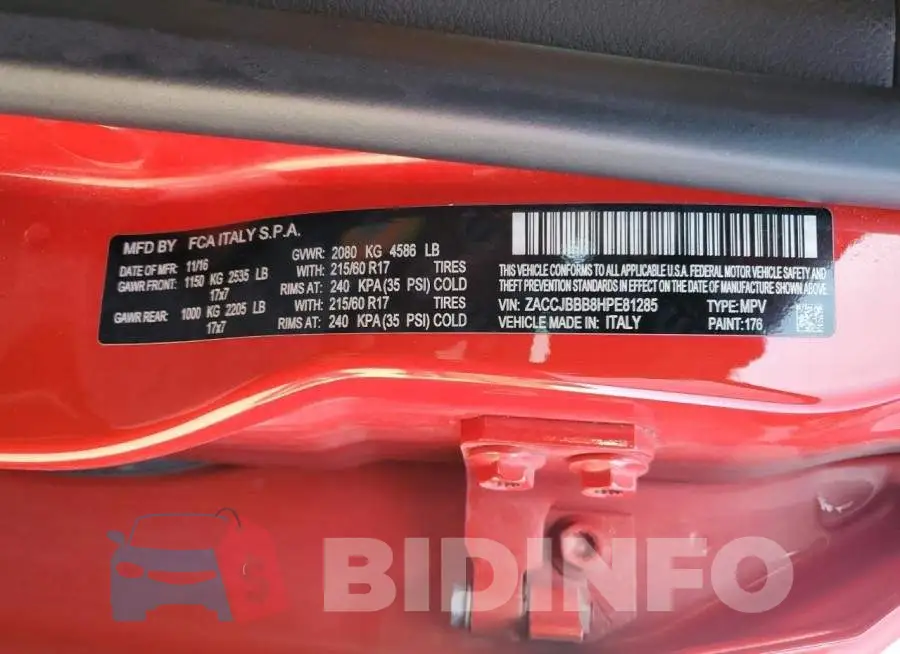 ZACCJBBB8HPE81285 Photo# 13