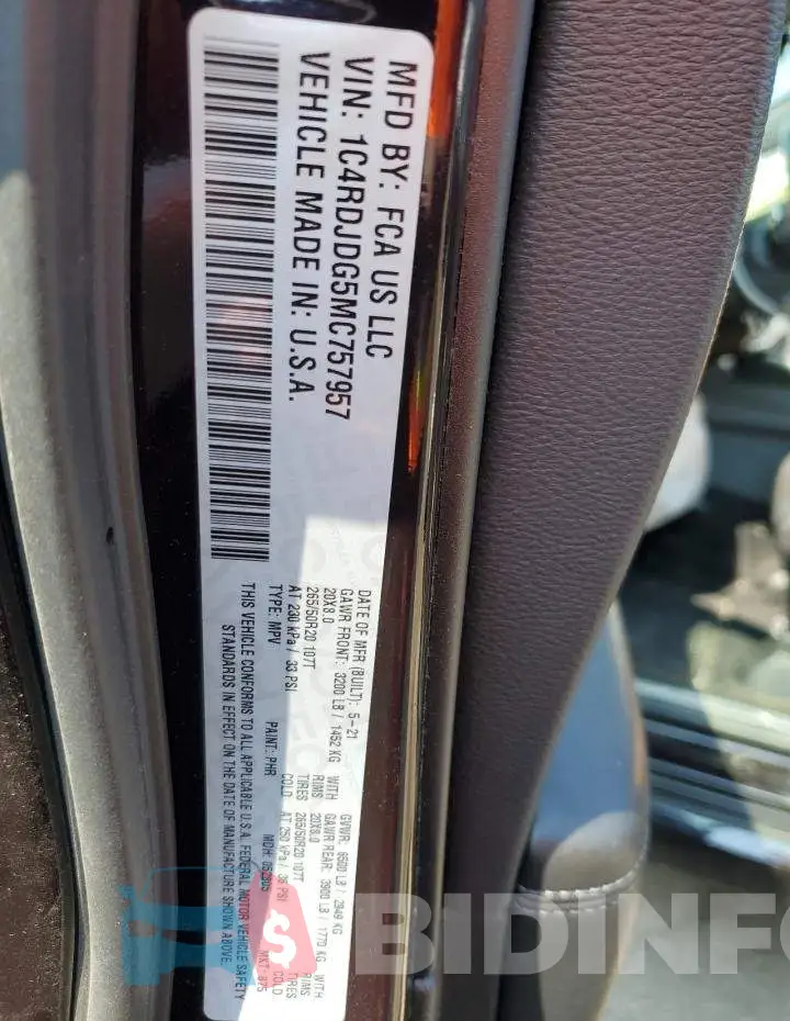 1C4RDJDG5MC757957 Photo# 10