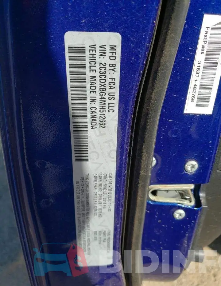 2C3CDXBG4MH512662 Photo# 12