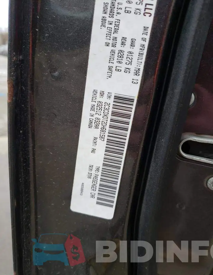 2C3CDXDT2DH681587 Photo# 12