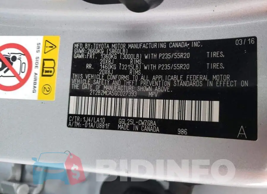2T2BZMCA5GC027393 Photo# 10