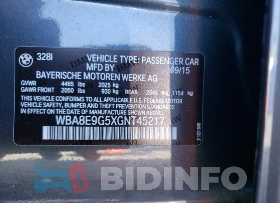 WBA8E9G5XGNT45217 Photo# 10