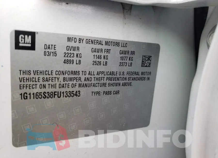 1G1165S38FU133543 Photo# 10