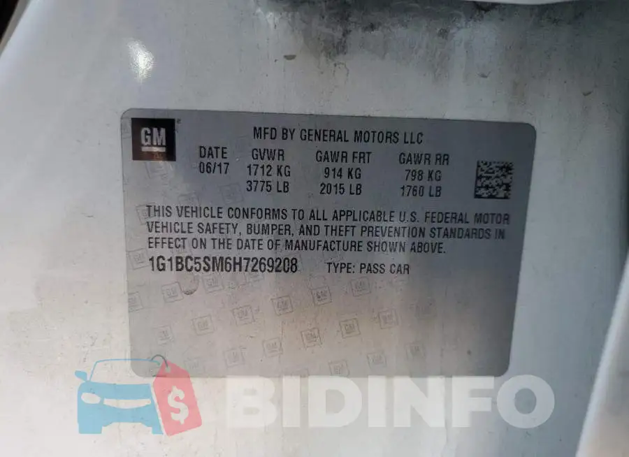 1G1BC5SM6H7269208 Photo# 10