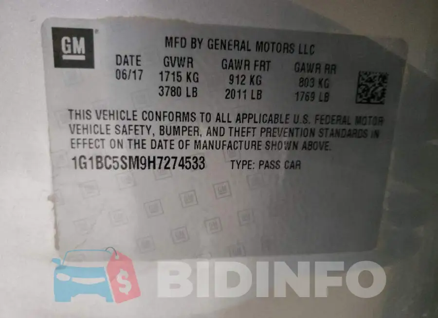 1G1BC5SM9H7274533 Photo# 12