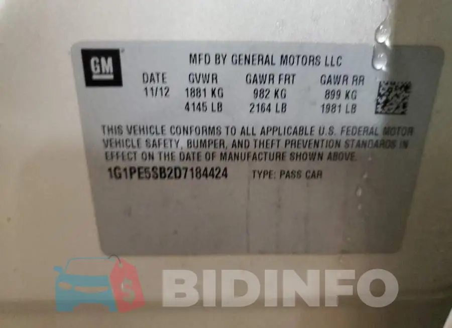 1G1PE5SB2D7184424 Photo# 12