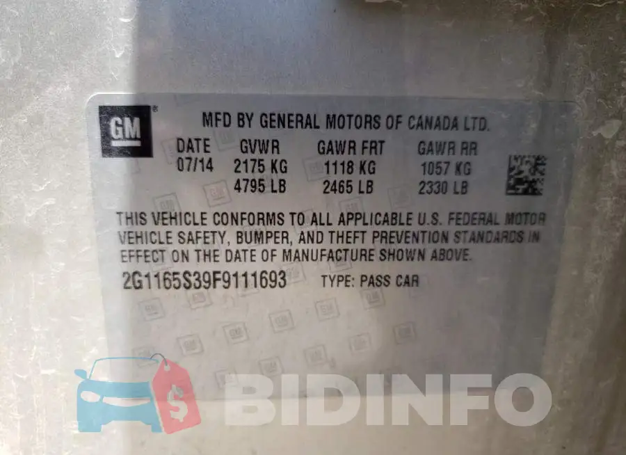2G1165S39F9111693 Photo# 10