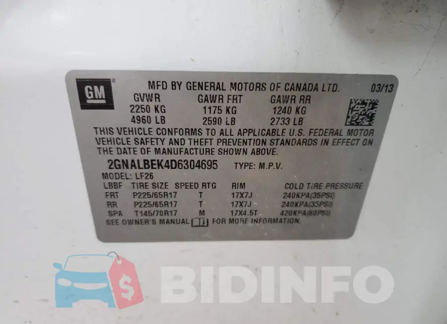 2GNALBEK4D6304695 Photo# 13