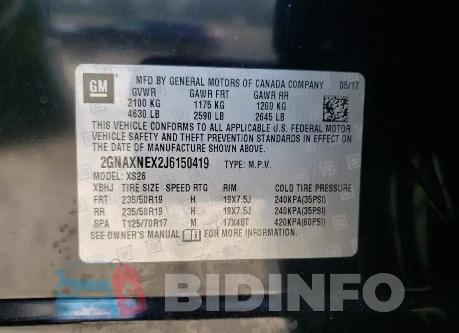 2GNAXNEX2J6150419 Photo# 10