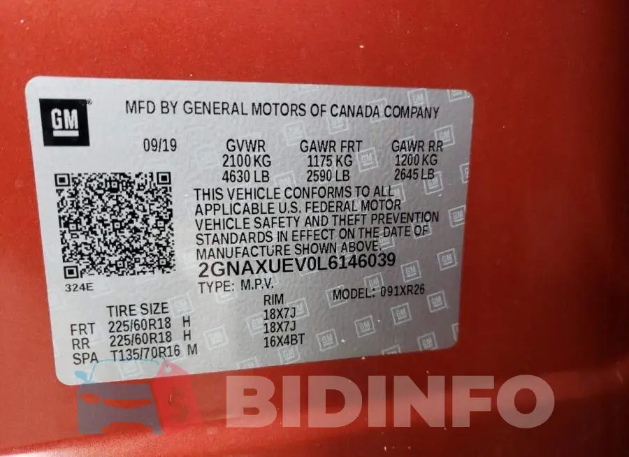 2GNAXUEV0L6146039 Photo# 10