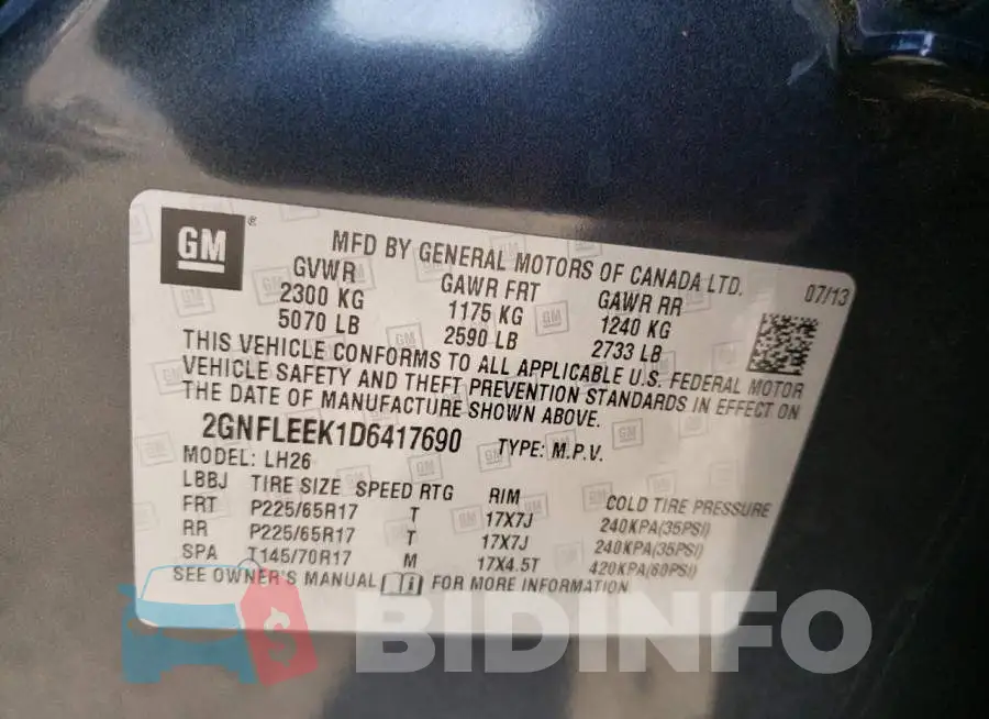 2GNFLEEK1D6417690 Photo# 10