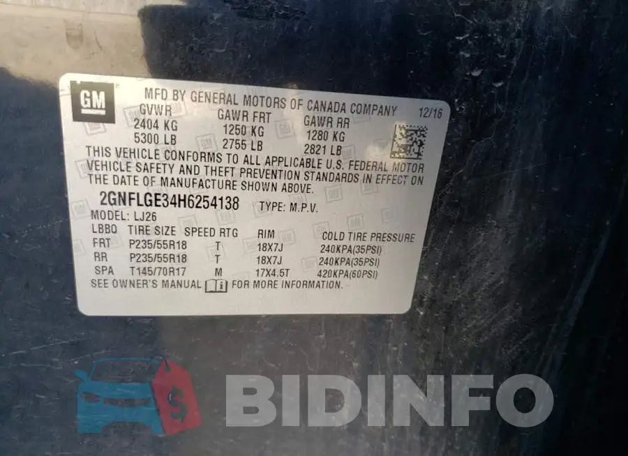 2GNFLGE34H6254138 Photo# 13