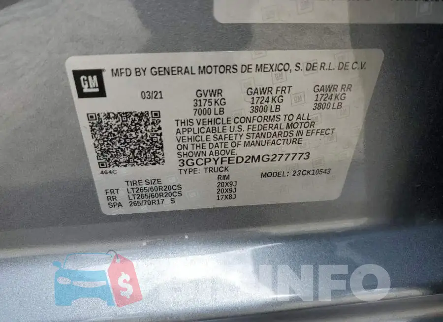 3GCPYFED2MG277773 Photo# 10