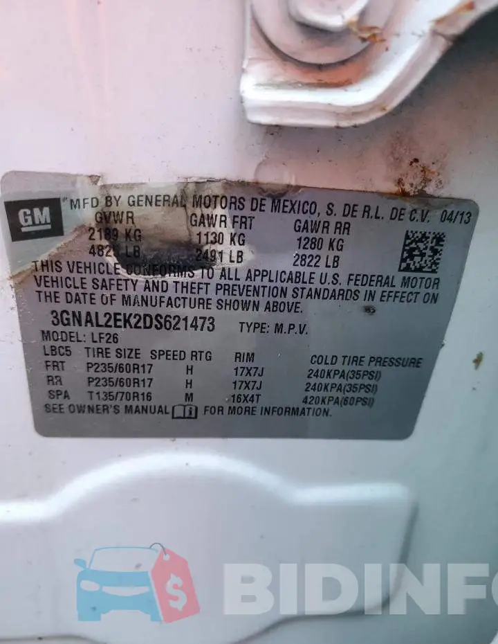 3GNAL2EK2DS621473 Photo# 13