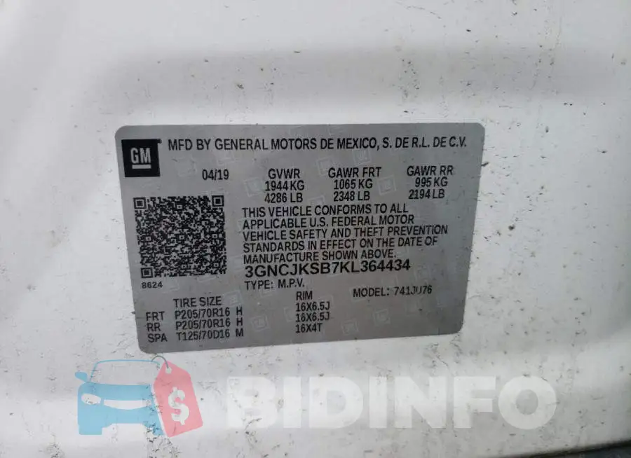 3GNCJKSB7KL364434 Photo# 10