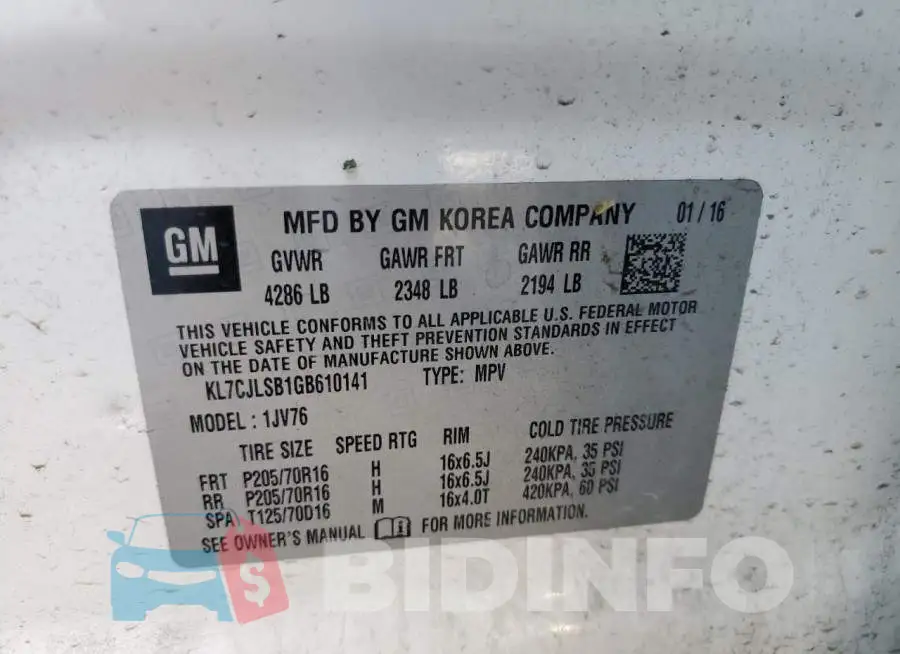 KL7CJLSB1GB610141 Photo# 10
