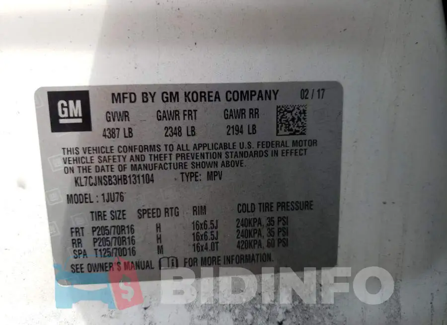 KL7CJNSB3HB131104 Photo# 10
