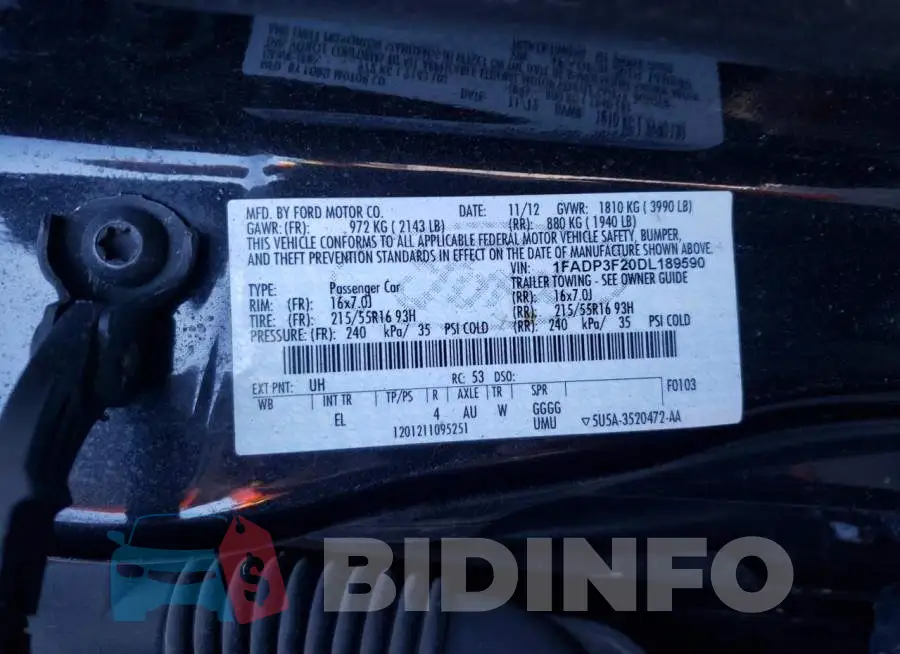1FADP3F20DL189590 Photo# 10