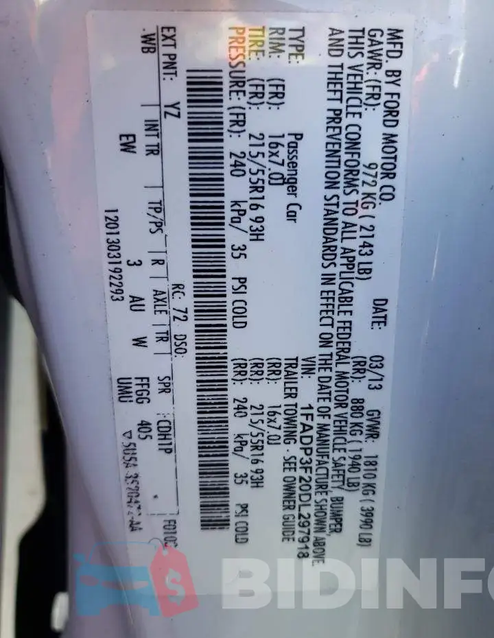 1FADP3F20DL297918 Photo# 12