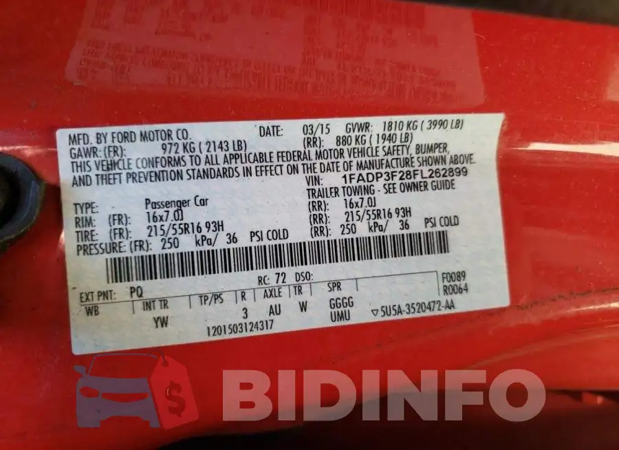 1FADP3F28FL262899 Photo# 12