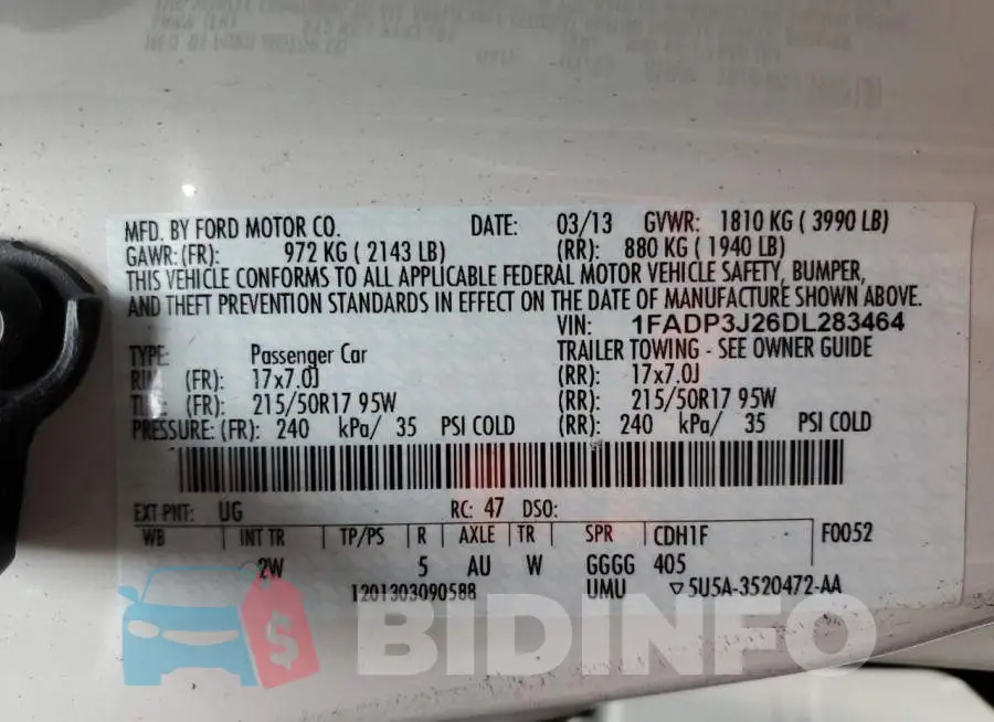1FADP3J26DL283464 Photo# 10