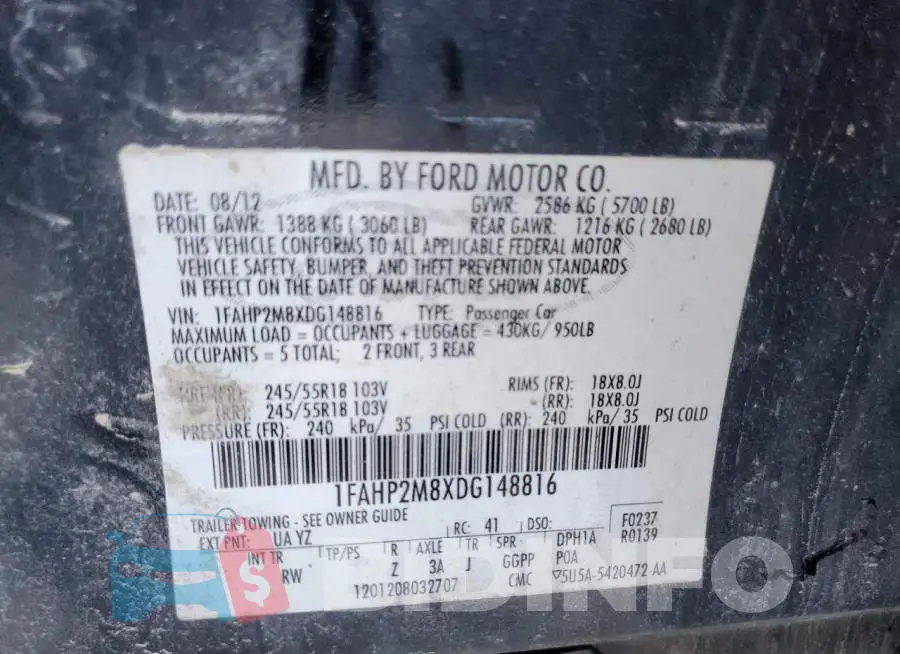 1FAHP2M8XDG148816 Photo# 10