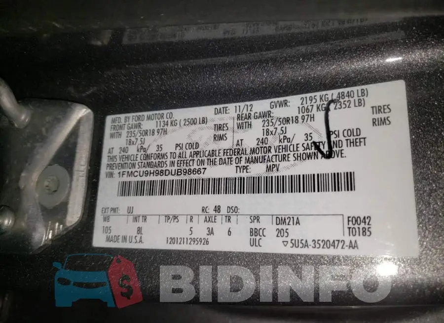 1FMCU9H98DUB98667 Photo# 13