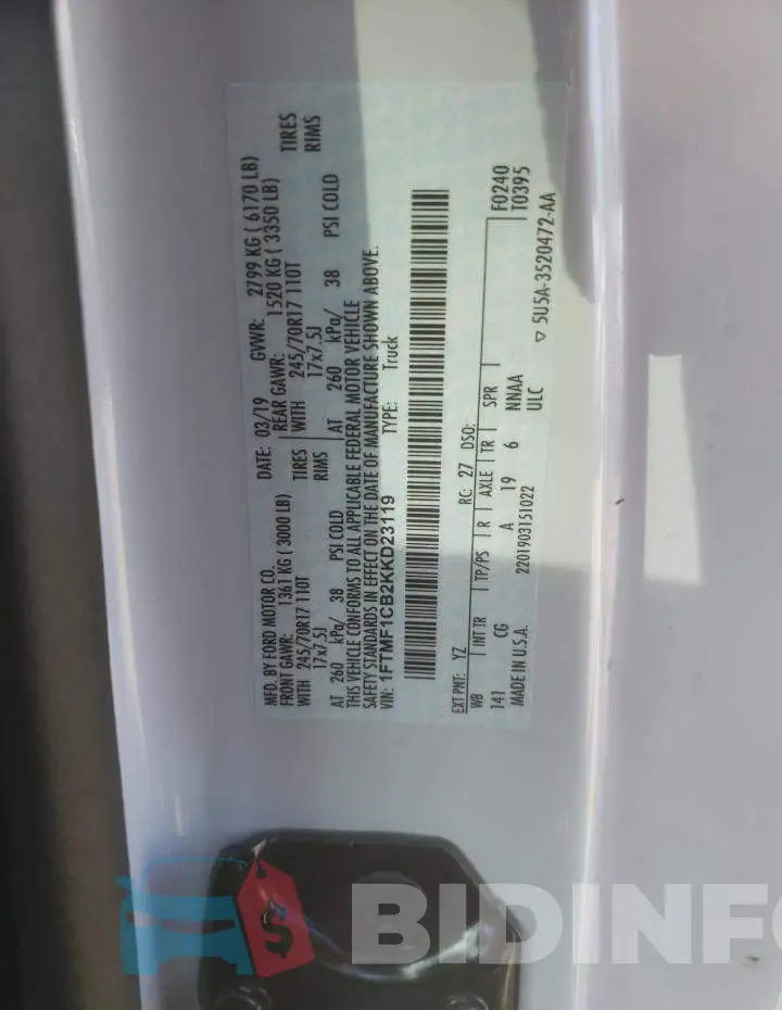 1FTMF1CB2KKD23119 Photo# 10