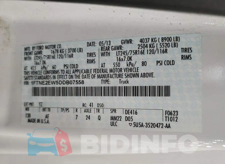 1FTNE2EW5DDB07558 Photo# 13