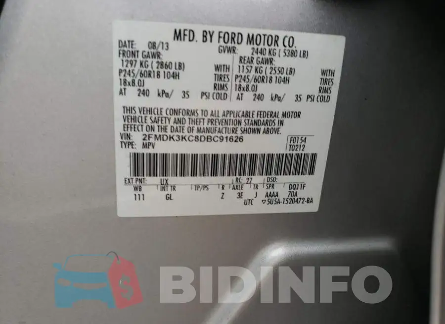2FMDK3KC8DBC91626 Photo# 13