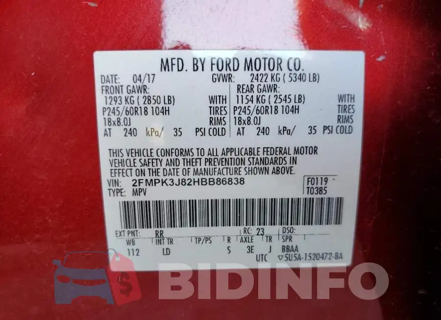 2FMPK3J82HBB86838 Photo# 13