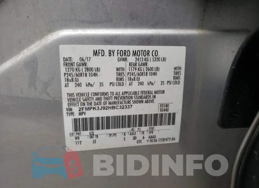 2FMPK3J92HBC32337 Photo# 10