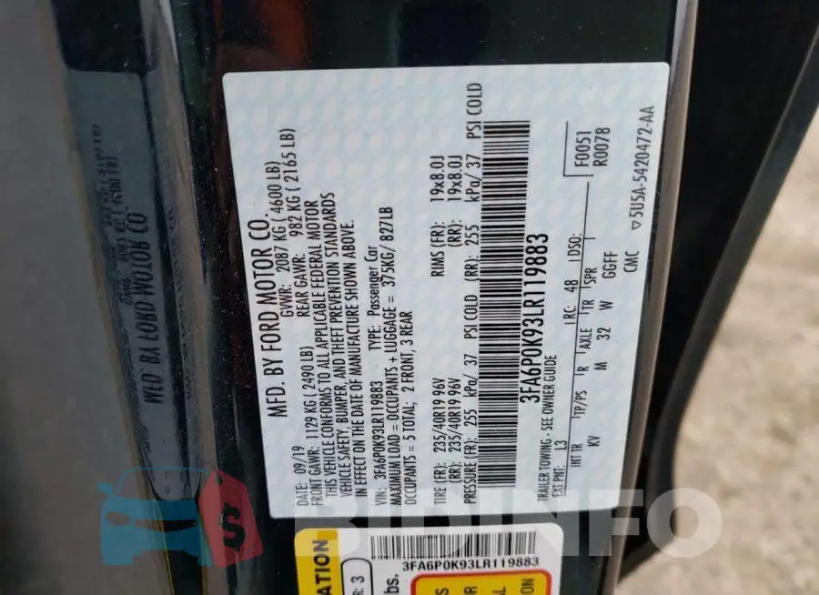 3FA6P0K93LR119883 Photo# 13