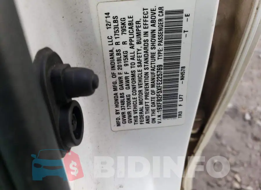 19XFB2F5XFE225769 Photo# 13