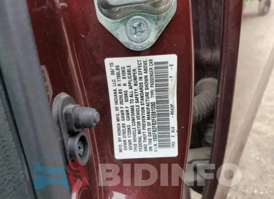 19XFB2F82FE081550 Photo# 14
