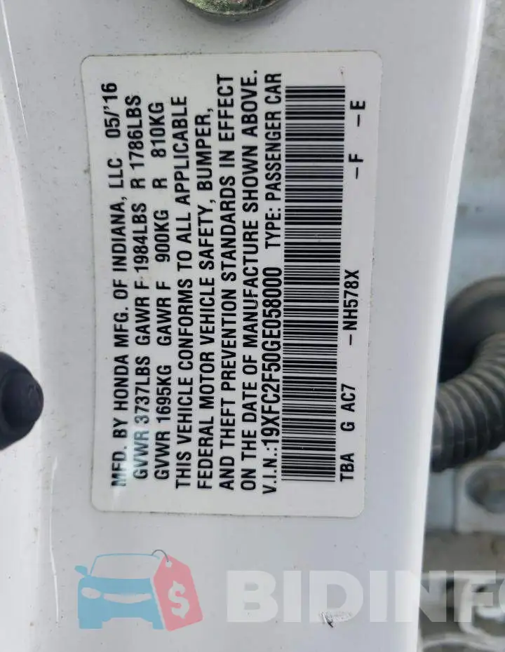 19XFC2F50GE058000 Photo# 10