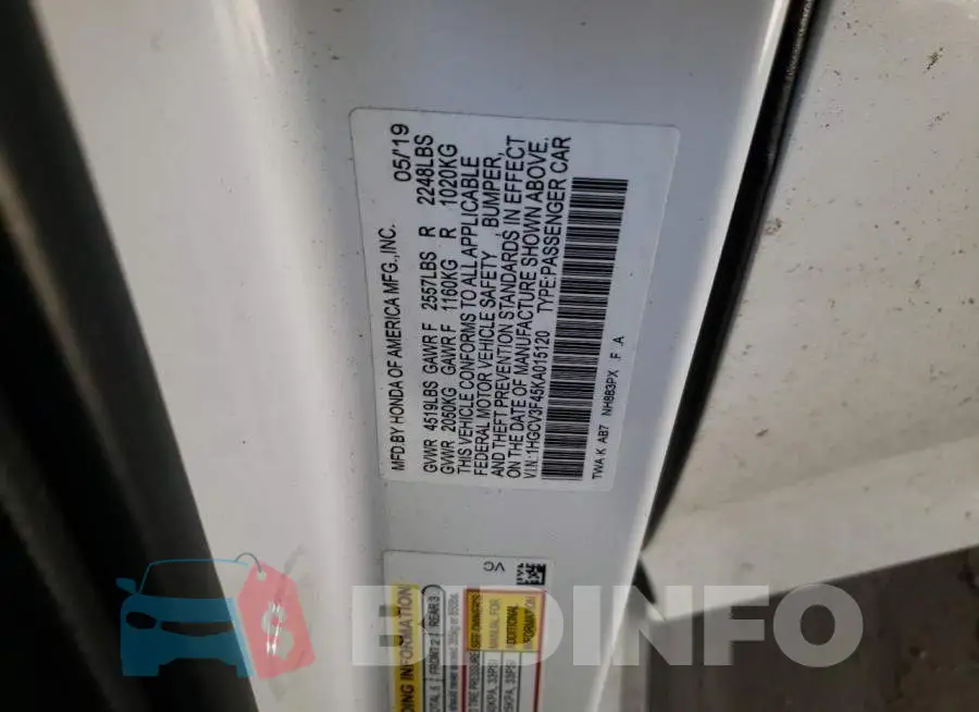1HGCV3F45KA015120 Photo# 10