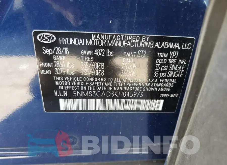 5NMS3CAD3KH045973 Photo# 10