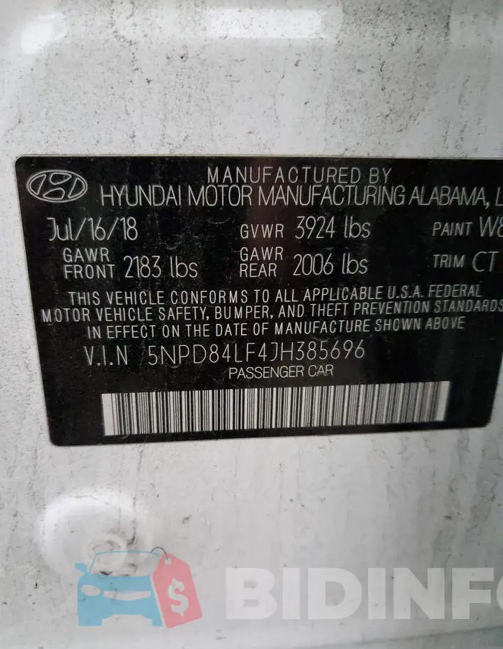 5NPD84LF4JH385696 Photo# 13