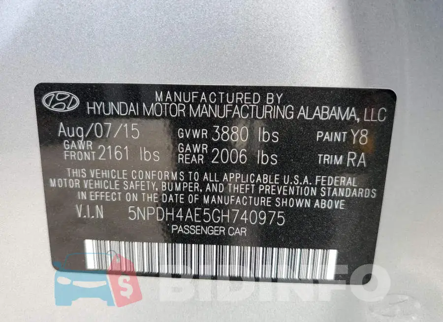 5NPDH4AE5GH740975 Photo# 12