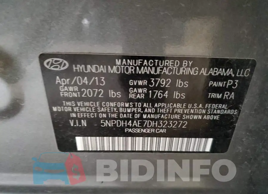 5NPDH4AE7DH323272 Photo# 10