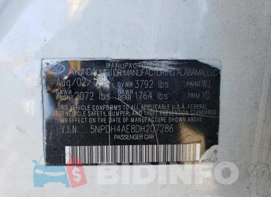 5NPDH4AE8DH207286 Photo# 12