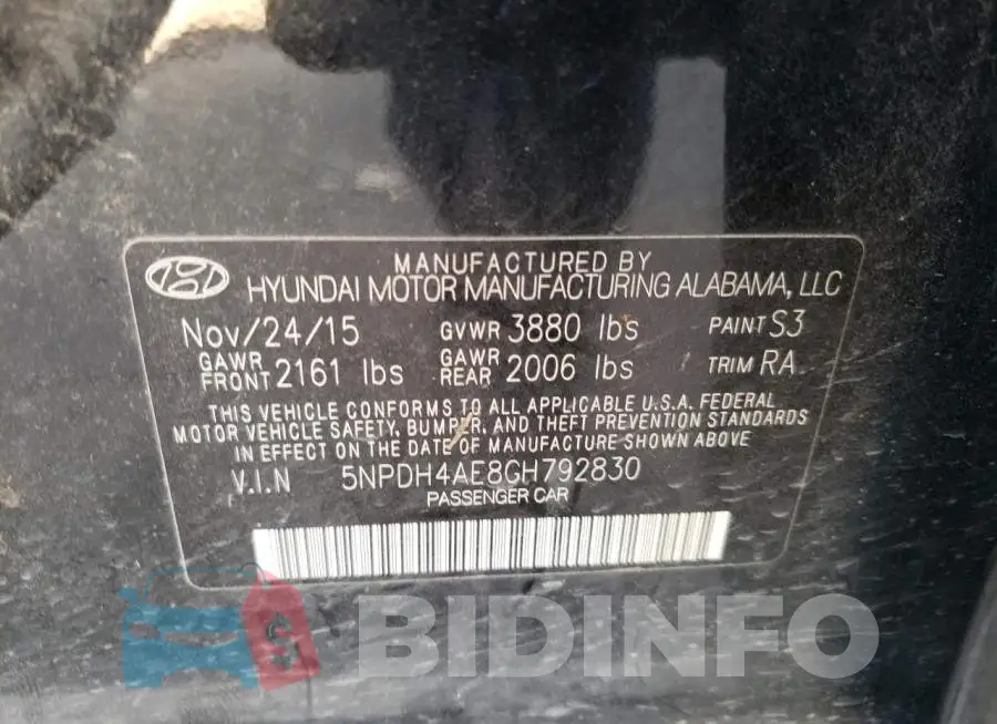 5NPDH4AE8GH792830 Photo# 10