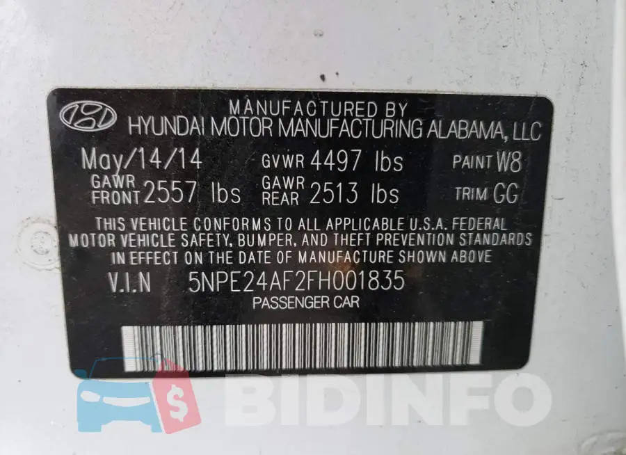5NPE24AF2FH001835 Photo# 12