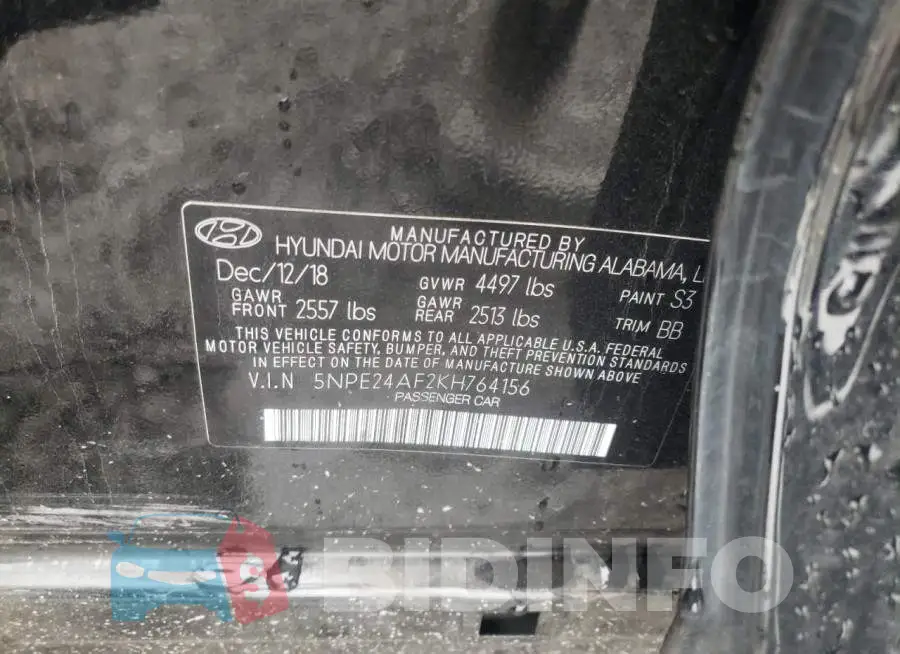 5NPE24AF2KH764156 Photo# 10