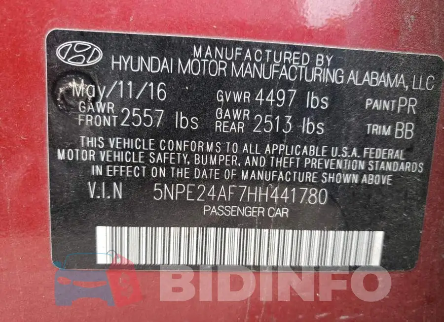 5NPE24AF7HH441780 Photo# 12
