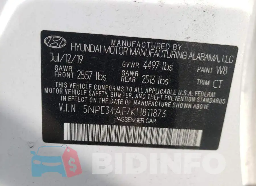 5NPE34AF7KH811873 Photo# 10