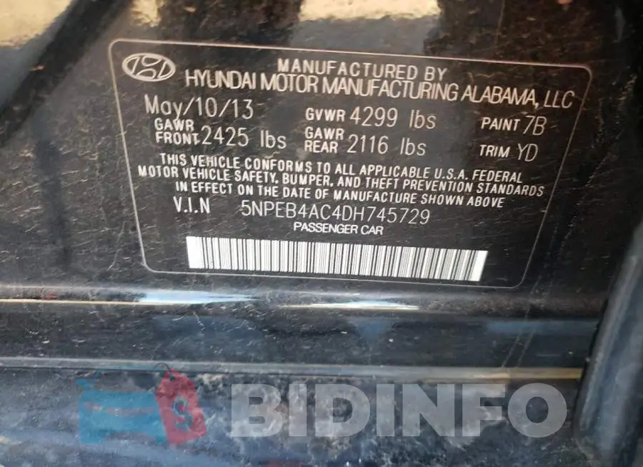 5NPEB4AC4DH745729 Photo# 12